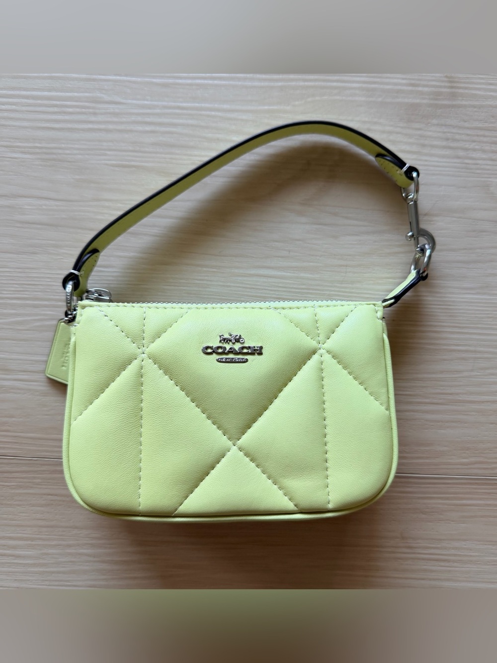 Coach Nolita 15 Puffy Diamond Quilting Silver Pale Lime